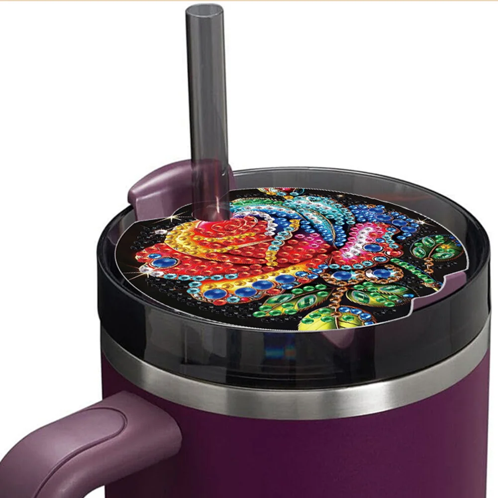 8pcs Seahorse Owl DIY Diamond Art Cup Lid Accessories Bling Tumbler Lid Plate