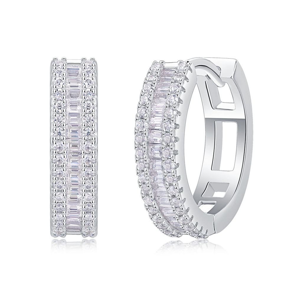 D Color VVS All Moissanite Hoop Earrings for Women Lab Diamond 925 Sterling Silver 