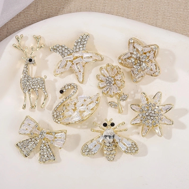 Minimalist Pin Insect Flower Bow Knot Alloy Inlay Zircon Women's Brooches