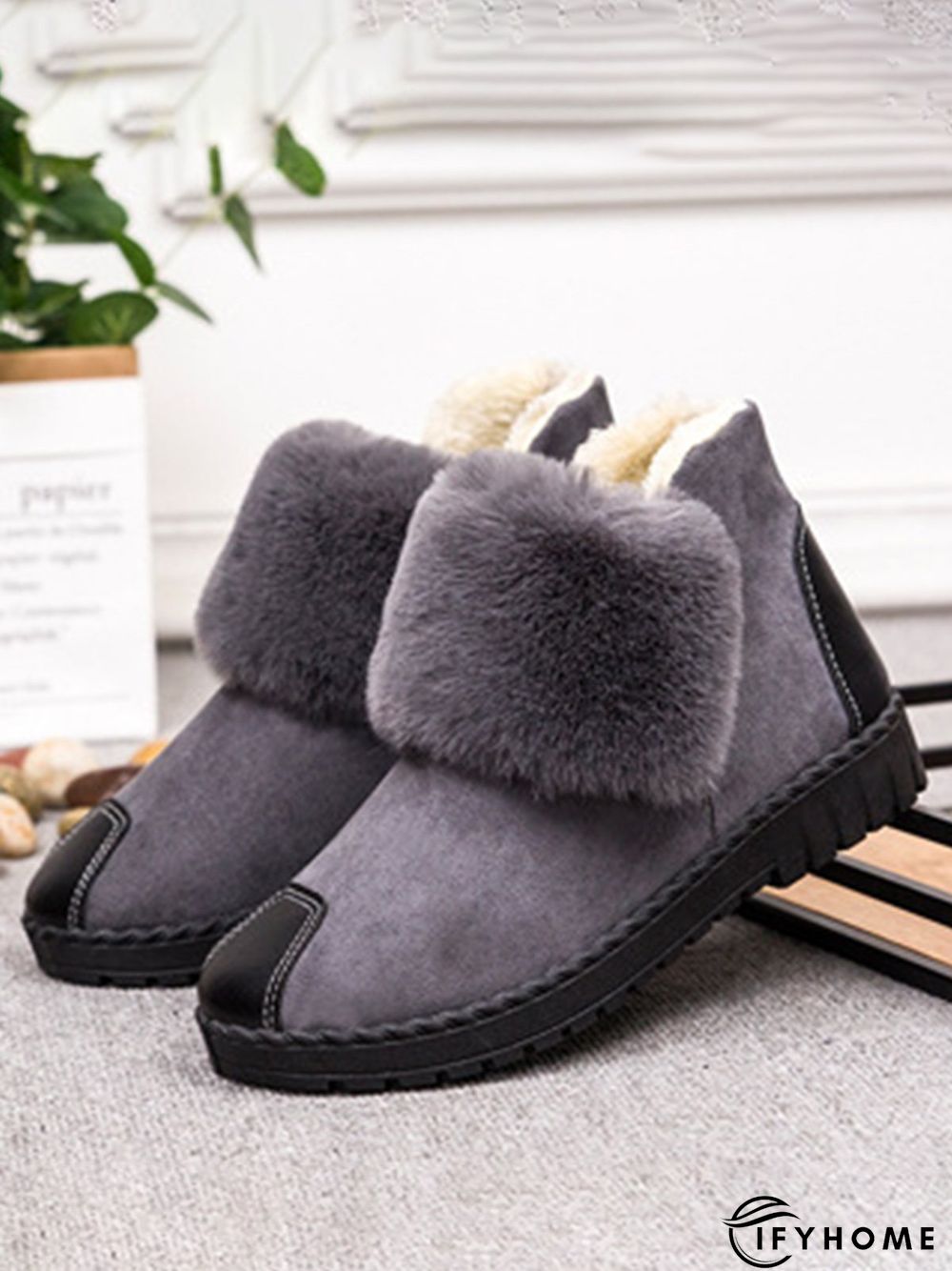 Casual Anti-collision Stitching Plush Warm Snow Boots | IFYHOME