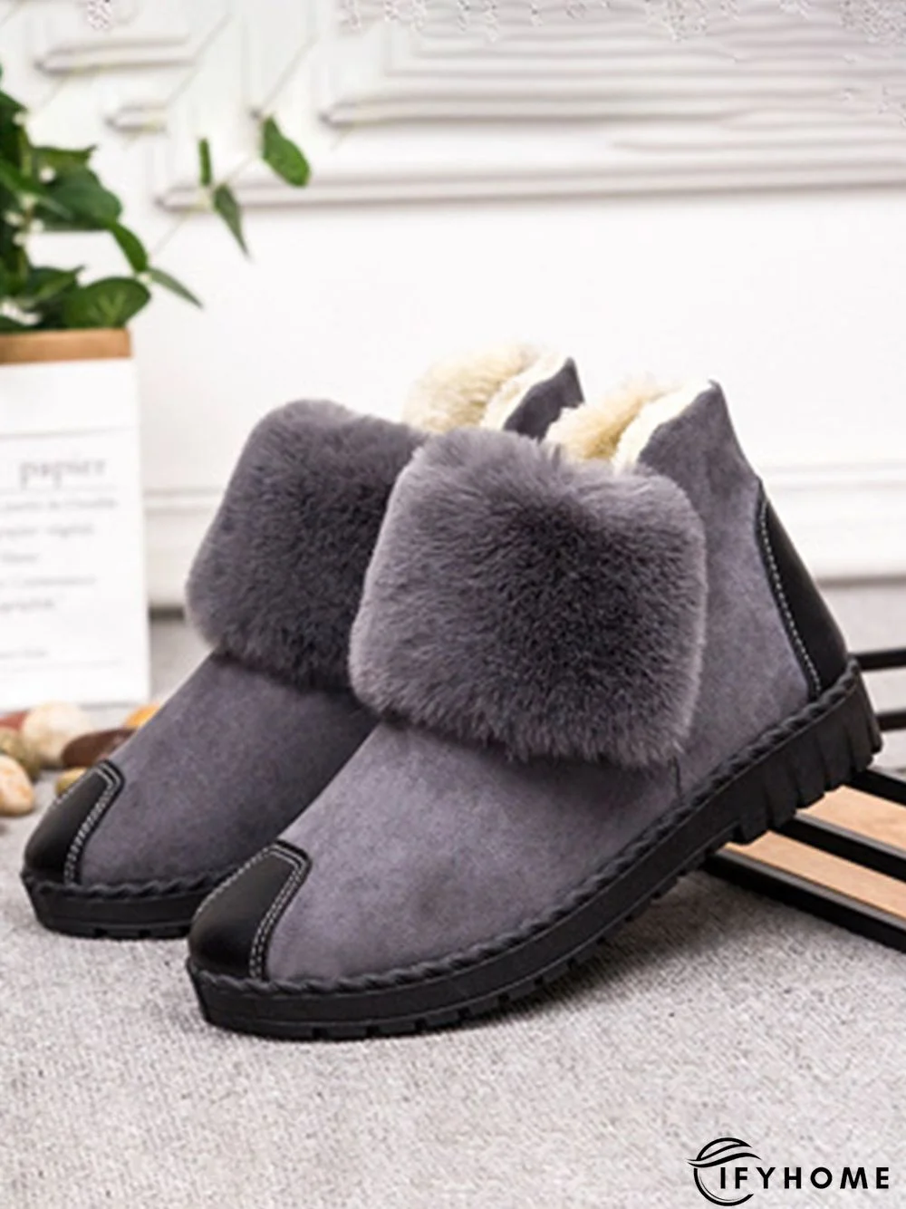 Casual Anti-collision Stitching Plush Warm Snow Boots | IFYHOME