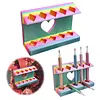 Support de rangement &agrave; d&eacute;coupes en forme de c&oelig;ur &agrave; 10 fentes, stylo &agrave; peinture multicolore et pince &agrave; &eacute;piler, support de rangement pour l&rsquo;organisation