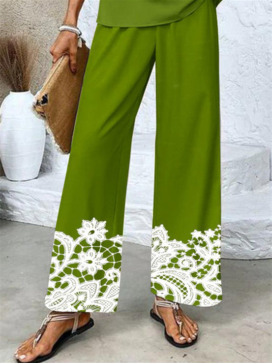 Women's Sleeveless Square Collar Floral Printed Casual Set