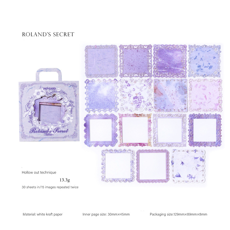Material Paper - Lace Night Series Vintage Lace Flower Border Hollow Landscape 