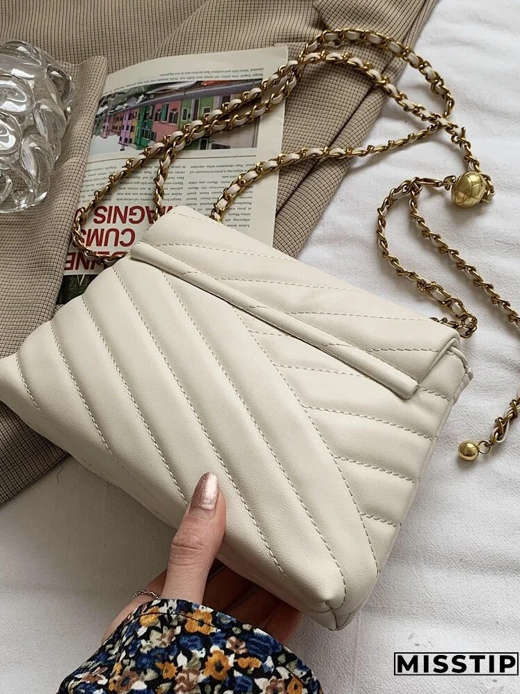 Stitch Detail Flap Shoulder Bag