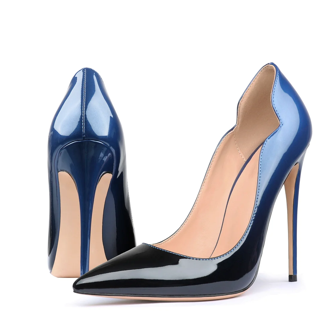 120mm Classic Women's Gradient High Heels Pointed Toe Fashion Patent Stiletto Pumps-MERUMOTE