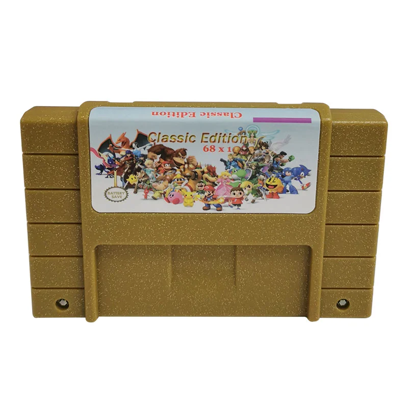 16 Bit Game Card - Super 68 in 1 Classic Collection SNES Multicart Super NES Games Cartridge for Retro SNES Game Console | English Language NTSC US Version