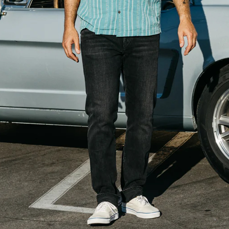 Men's Black 14oz Four Way Stretch Selvedge Jeans