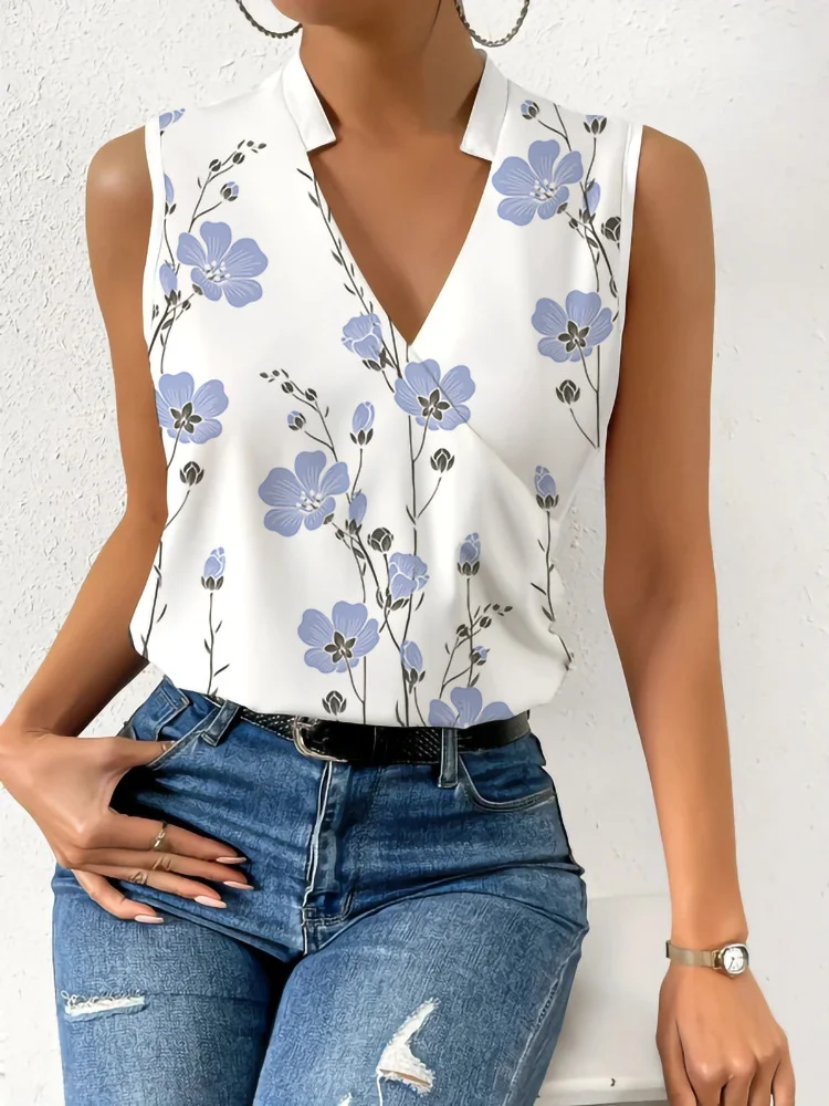 Women's Casual V-neck Printed Vest