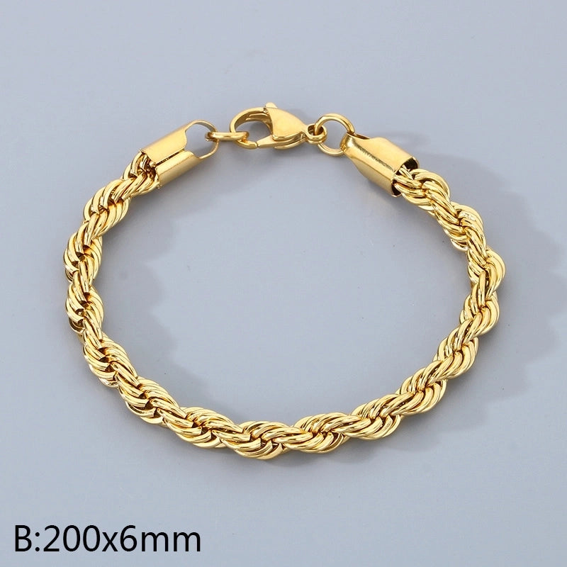 Minimalist Twist 304 Stainless Steel 18K Gold Plated Bracelets In Bulk