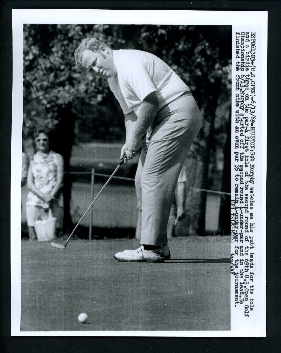 Bob Murphy 1969 U.S. Open Cypress Creek Course of Champions Houston Press Photo Poster painting