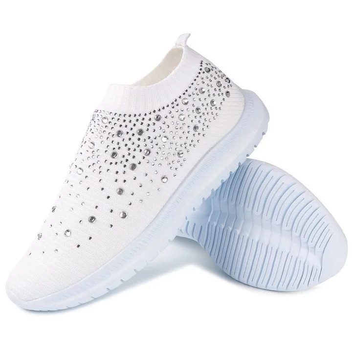 Women's Crystal Breathable Orthopedic Arch Support Slip-On Walking Sneakers Shoes