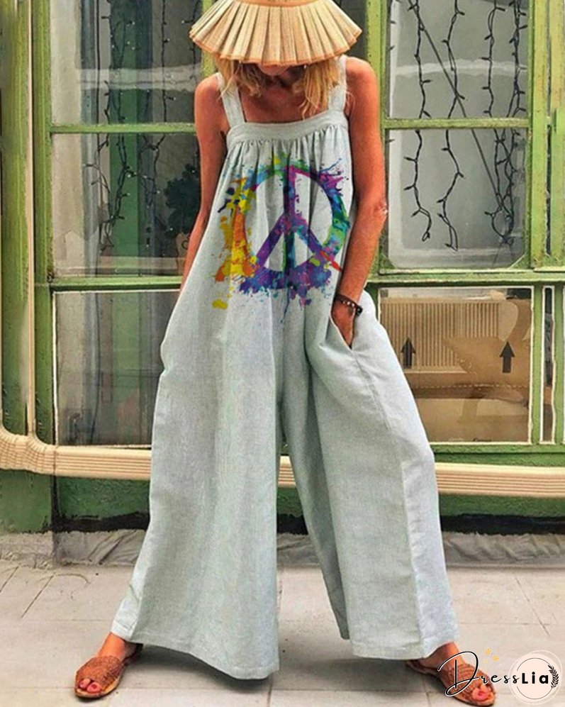 Plus Size Fashion Loose Strap Wide Leg Jumpsuit