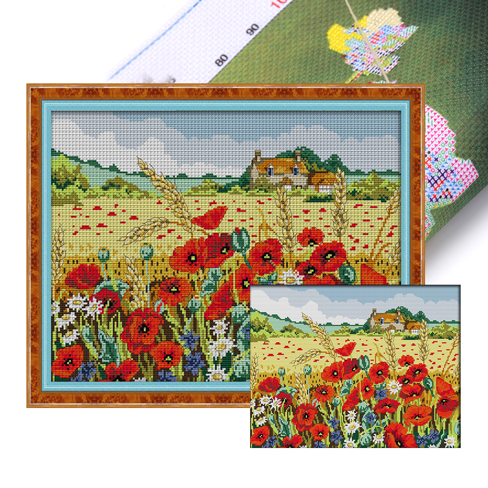 GG The Girl with Flowers Joy Sunday Cross Stitch Easy Handcraft Needlepoint  Kits Counted Stamped Cross