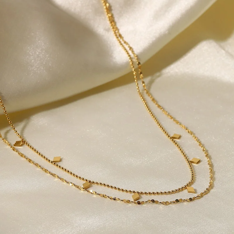 18K Gold Plated Double Tassel Sequin Necklace