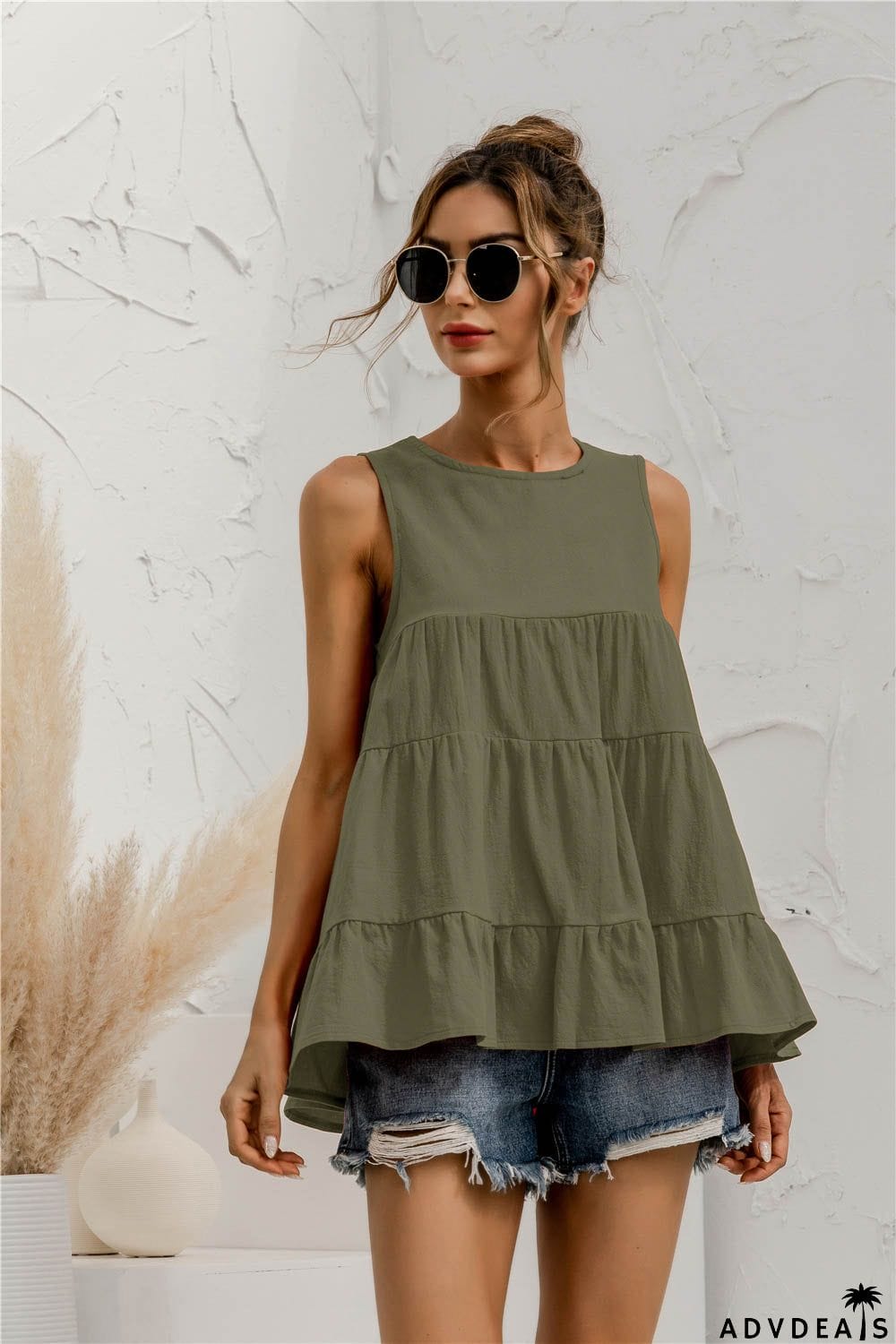 Round Neck Tiered Tank