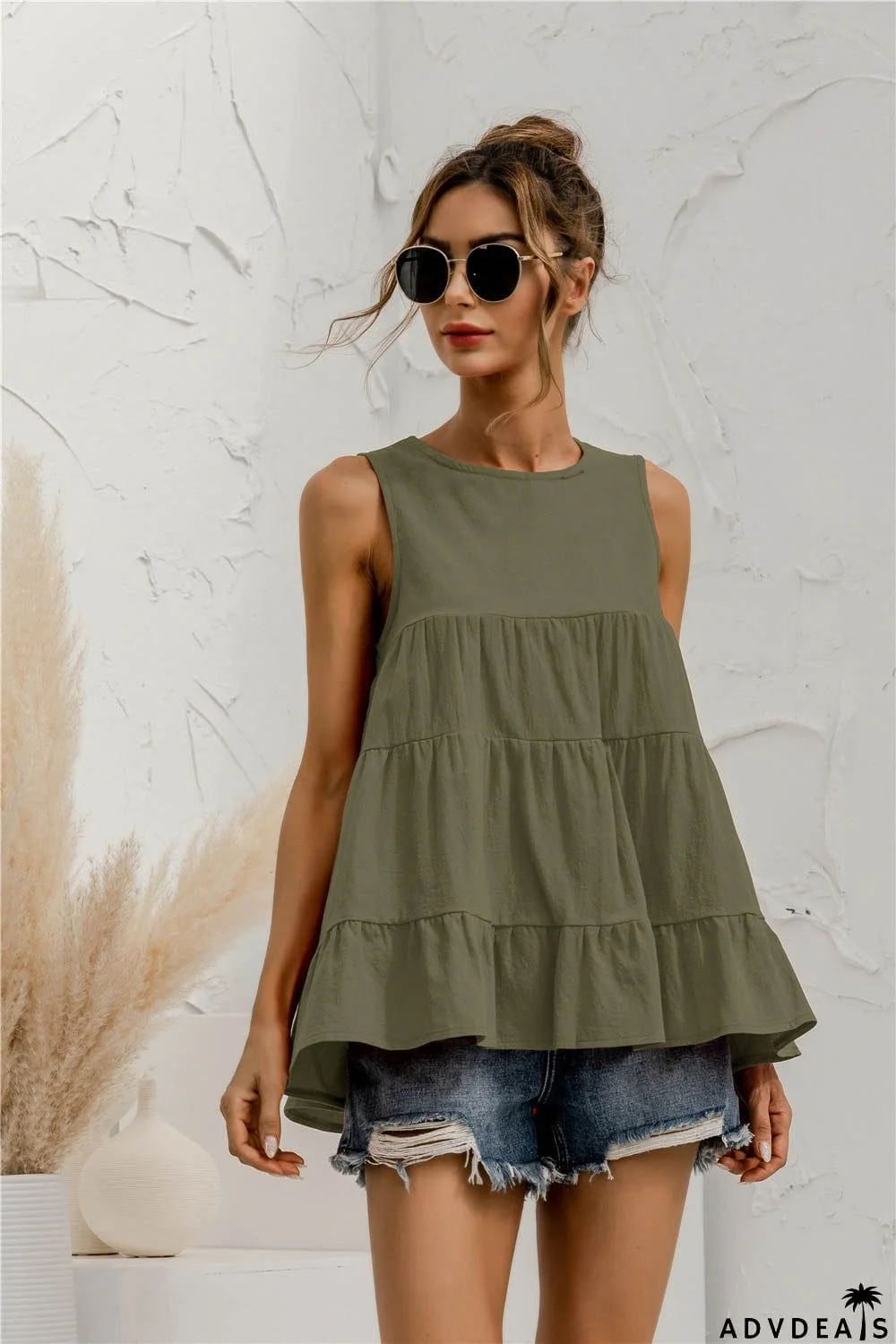 Round Neck Tiered Tank