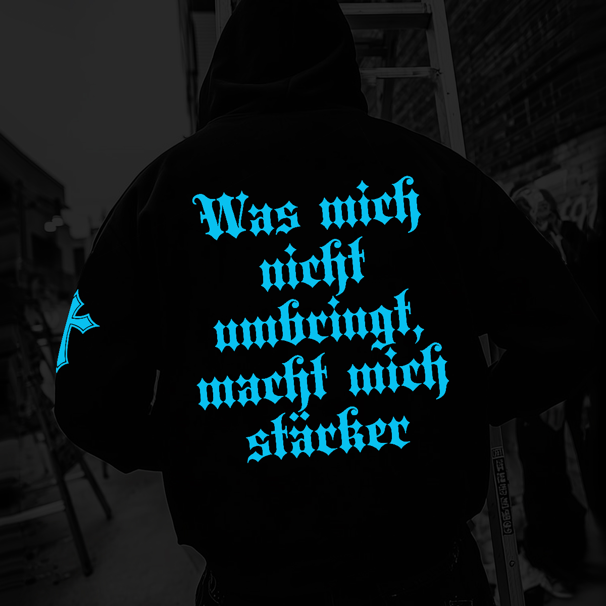 Luminous Motto Print Cotton Street Style Hoodie