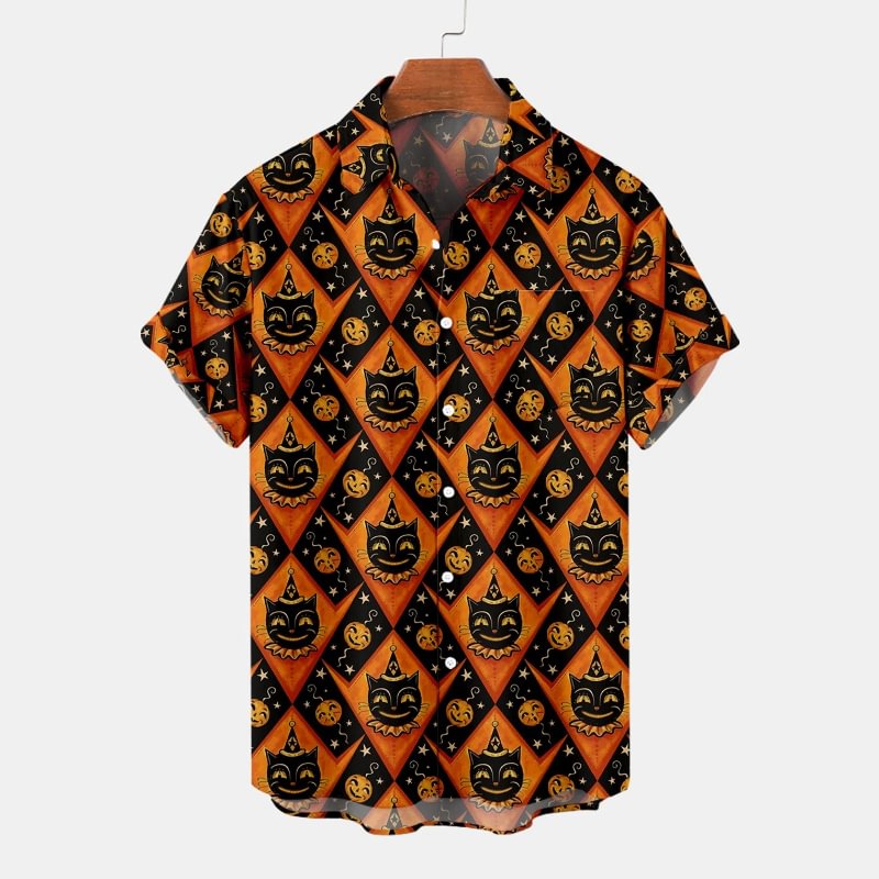 Men's Trendy Halloween Short Sleeve Shirt 