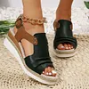 Gioiacombo&trade; Sandali con zeppa con fibbia stile romano da donna