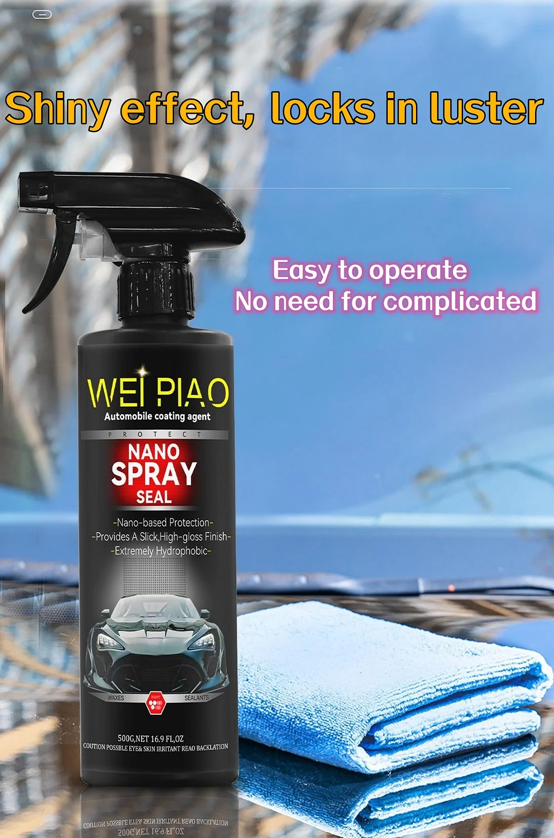 Car body nano-spray coating wax decontamination glazing maintenance waxing