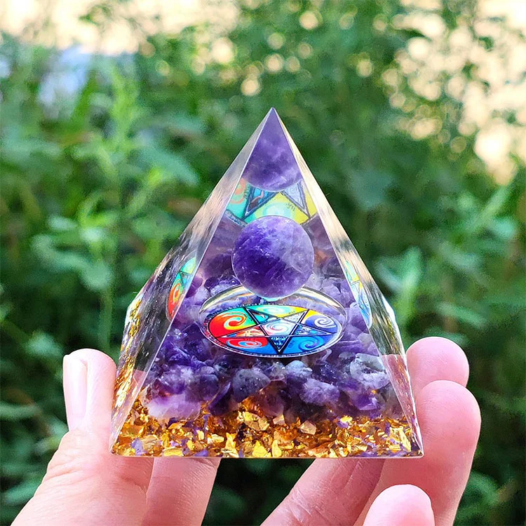 Amethyst Stone Orgone Pyramid