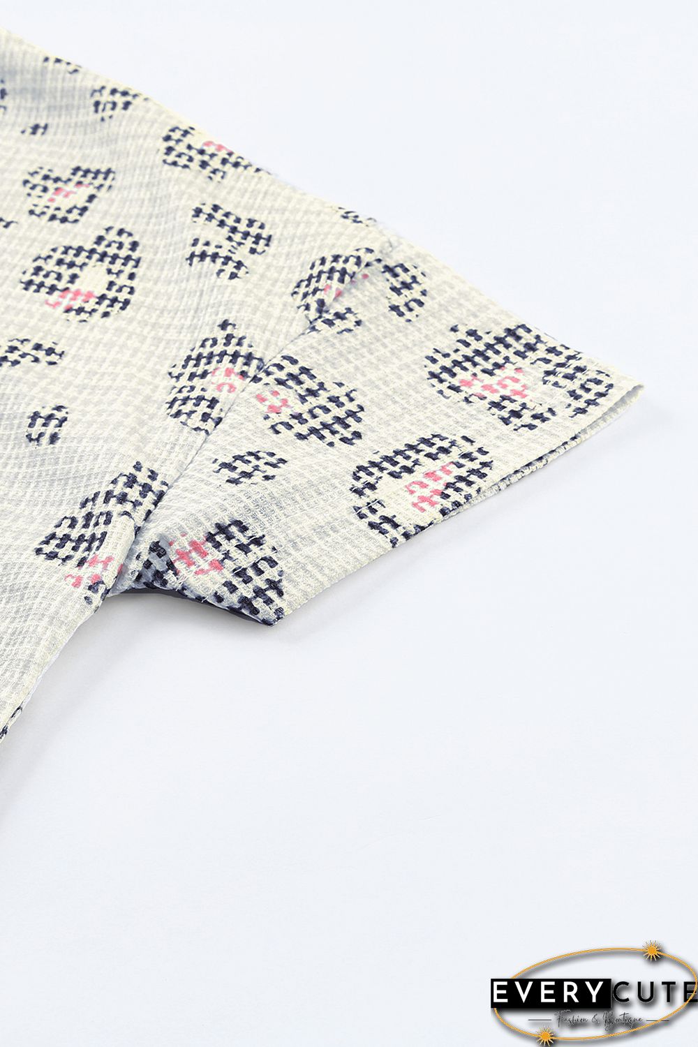 Leopard Waffle Knit Short Sleeve Top