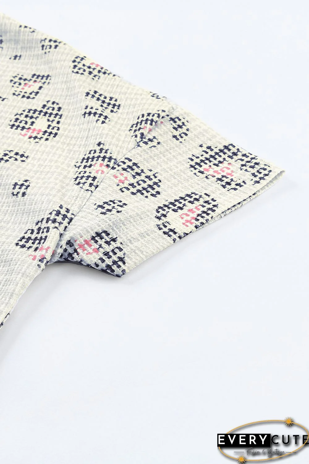 Leopard Waffle Knit Short Sleeve Top