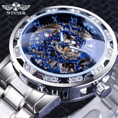 Men's Fashion Casual Punk Waterproof Hollow Rhinestone Mechanical Watch