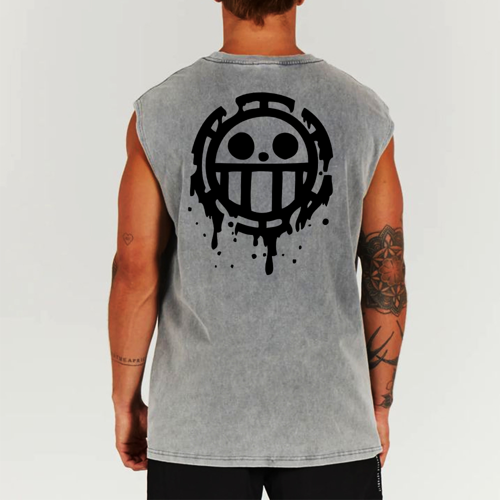 Casual Batik Anime Print Fitness Vest