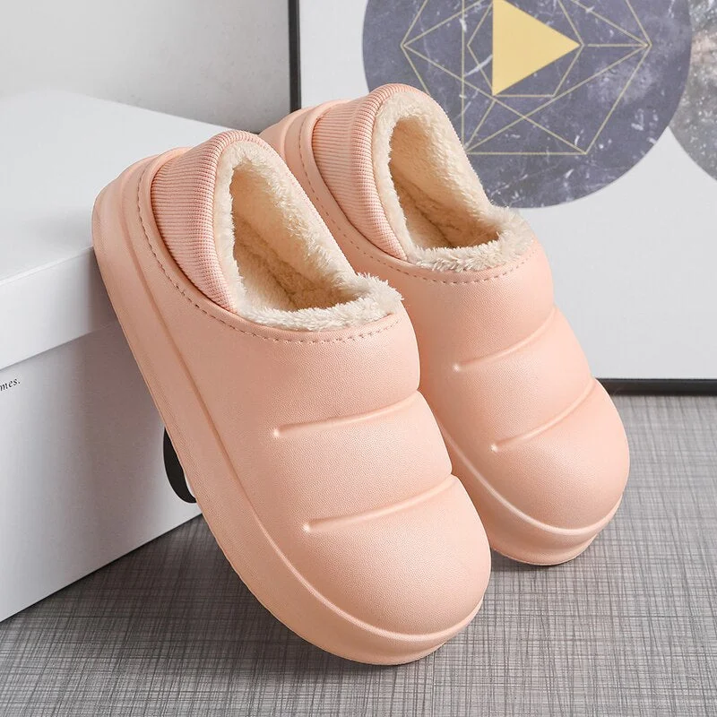 Men and Women Winter Slippers Fur Slippers Warm Fuzzy Plush Garden Clogs Mules Slippers Home Cotton Shoes Indoor Couple Slippers