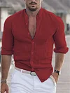 Men's Shirt Linen Shirt Solid Color Plain Collar Maroon Black White Pink Army Green Street Daily Long Sleeve Clothing Apparel Fashion Lightweight Casual Comfortable