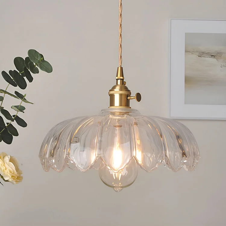 Retro Flower Glass Brass Nordic Kitchen Pendant Lighting Chandelier - Appledas