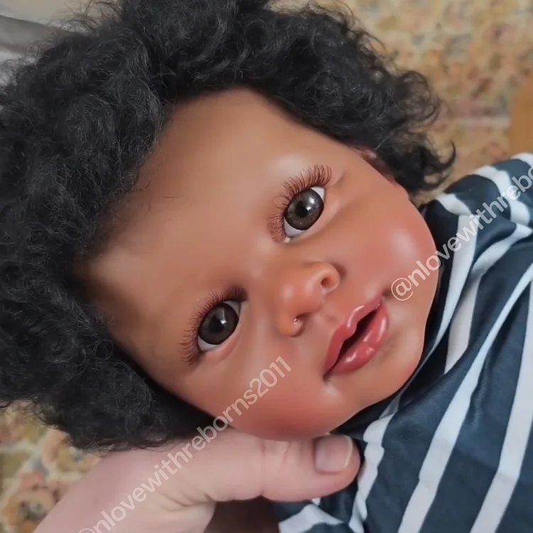 Babeside Quiet Reborn Baby Barcley 20"  African American Toddler Boy Emotional Comfort Companion