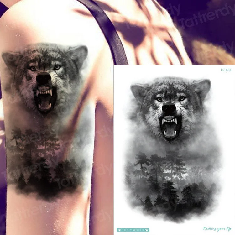 Tiger Skull Leopard dragon Waterproof Temporary Tattoo Sticker Wolf Animals Tattoos Body Art Arm Hand men Fake Tatoo Big Sexy