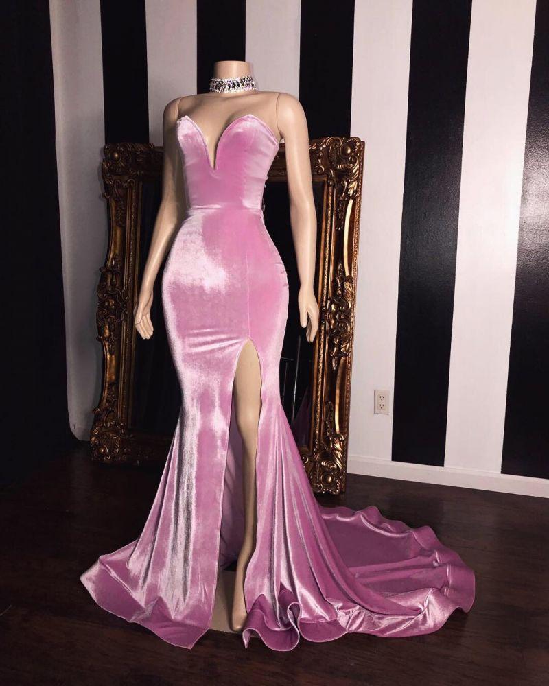 Elegant Mermaid Sweetheart Sequin Pink Sleeveless Long Prom Dresses main image 0