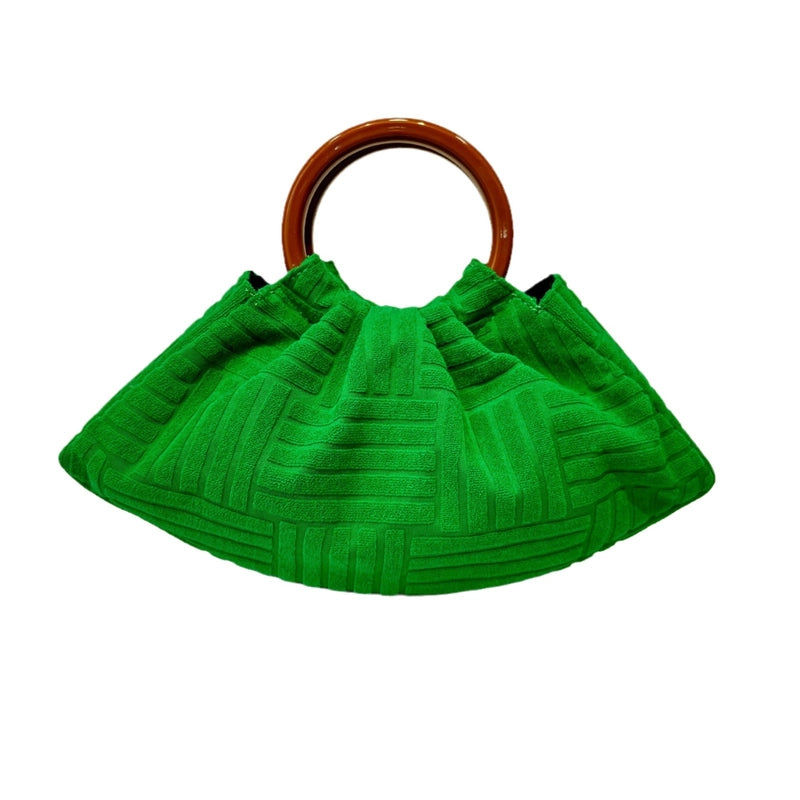 Green Corduroy Solid Color Cloud Shape Evening Bags