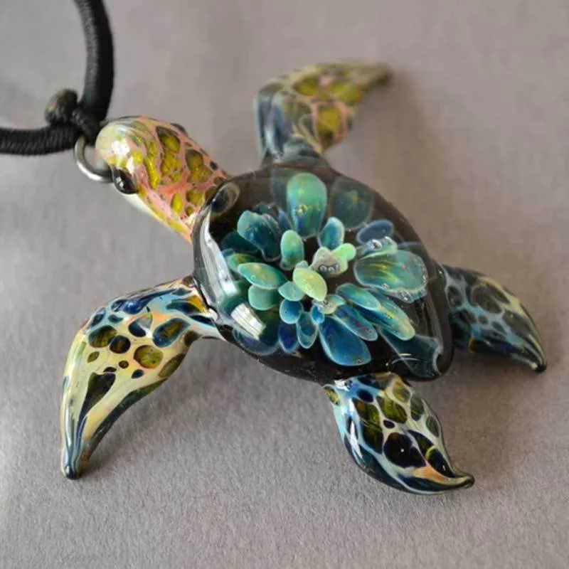 Sea Turtle Pendant-Gift for Mom Girlfriend Gift for Her Blue and Turquoise Jewelry