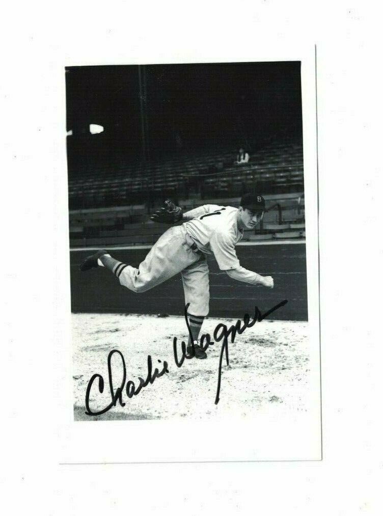 Charlie Wagner Brooklyn Dodgers Signed 4 x 6