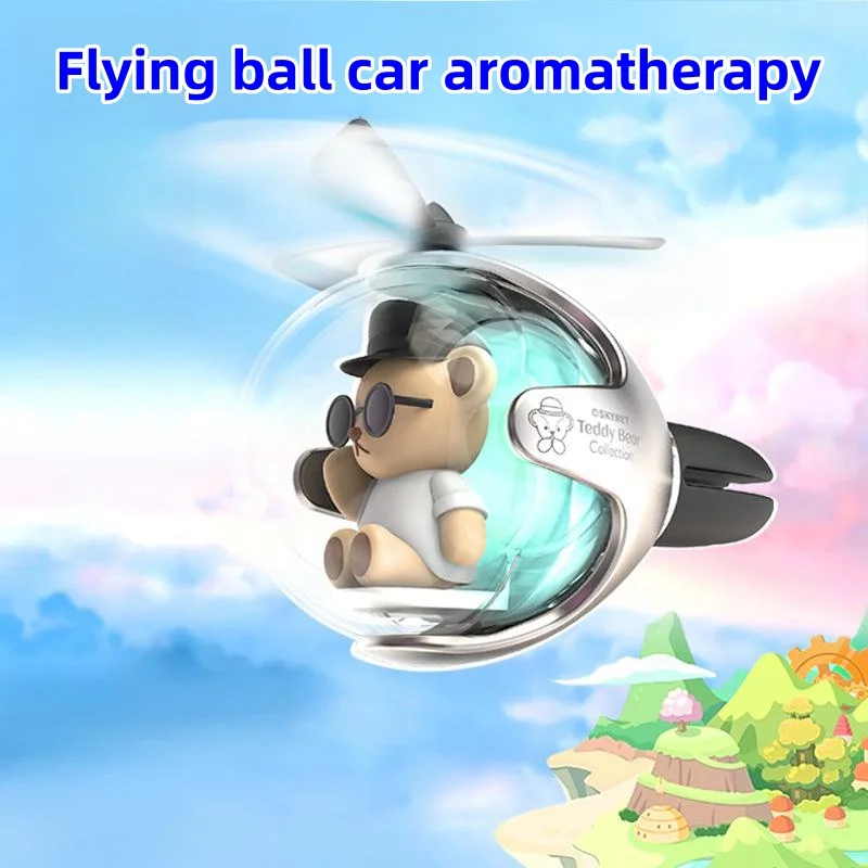 Teddy Bear Flying Ball Car Aromatherapy Air Vent Perfume Ambient Light
