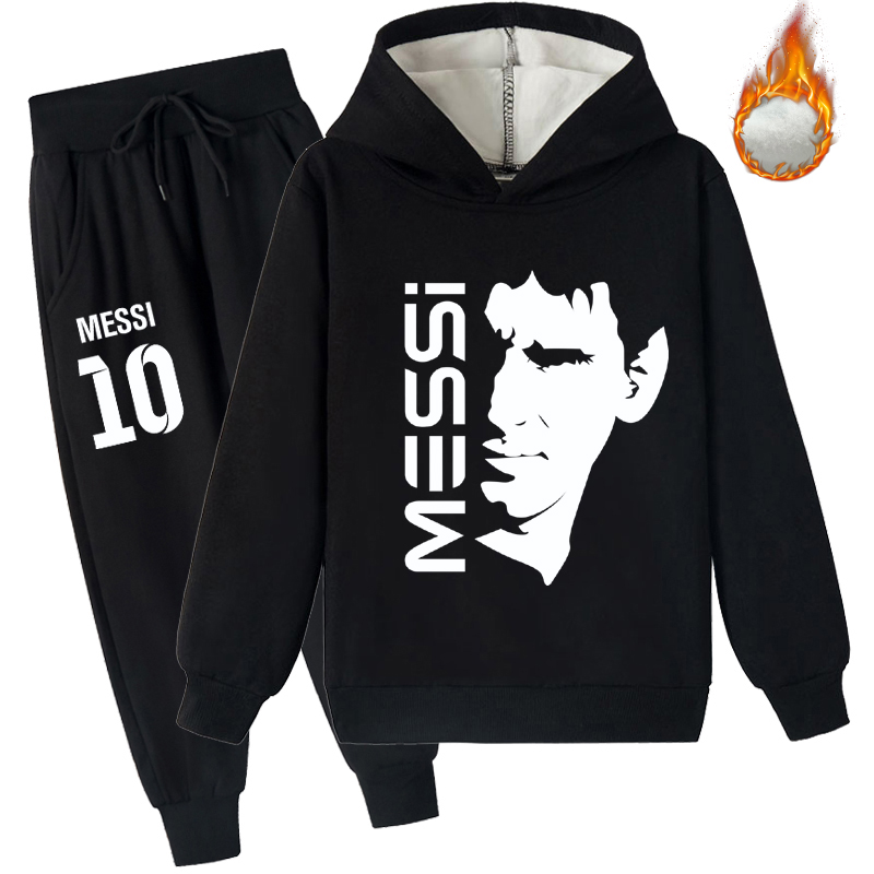 Mayoulove Messi Fleece Sweatsuit Set for Kids - Stylish  Comfortable, Perfect for Boys  Girls Great Gift for Young Fans-Mayoulove