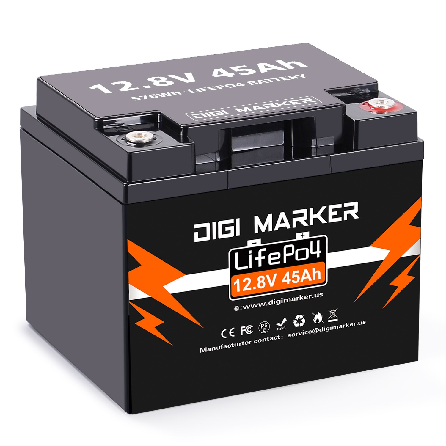 12.8V 45Ah LiFePO4 Battery 576Wh