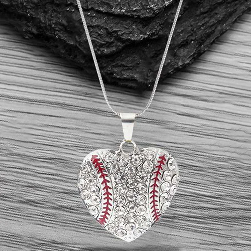Fashion Heart Baseball Necklace