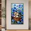 Diamond Painting-DIY Full Round Drill Flower Cat(70*40 CM)