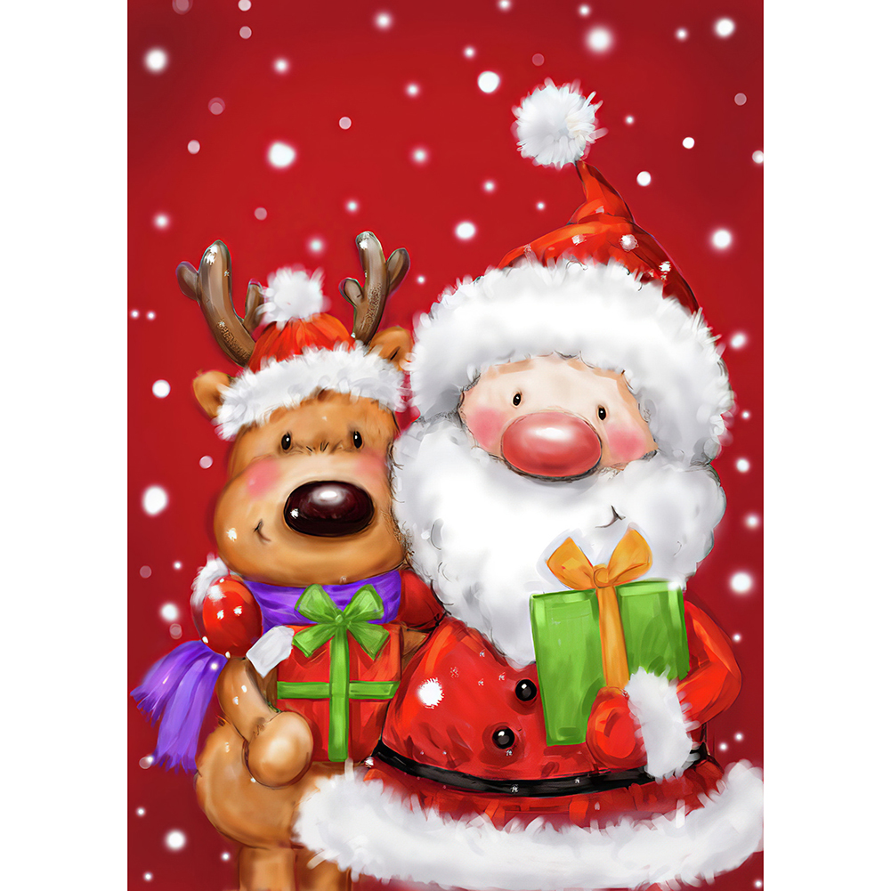 

Santa and Elk - Round Drill Diamond Painting - 30*40CM, 501 Original