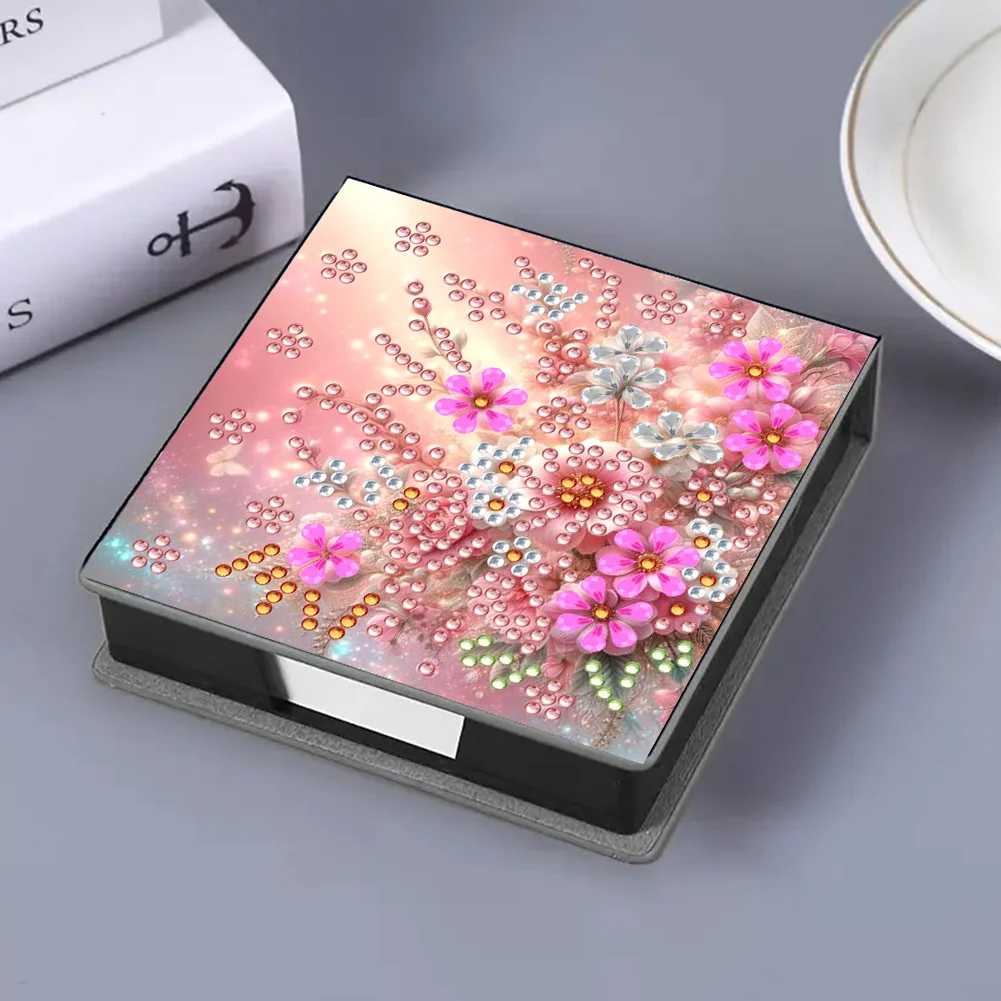 PU 5D Diamond Painting Kit Note Box DIY Diamond Art Notepad Box (Flower)