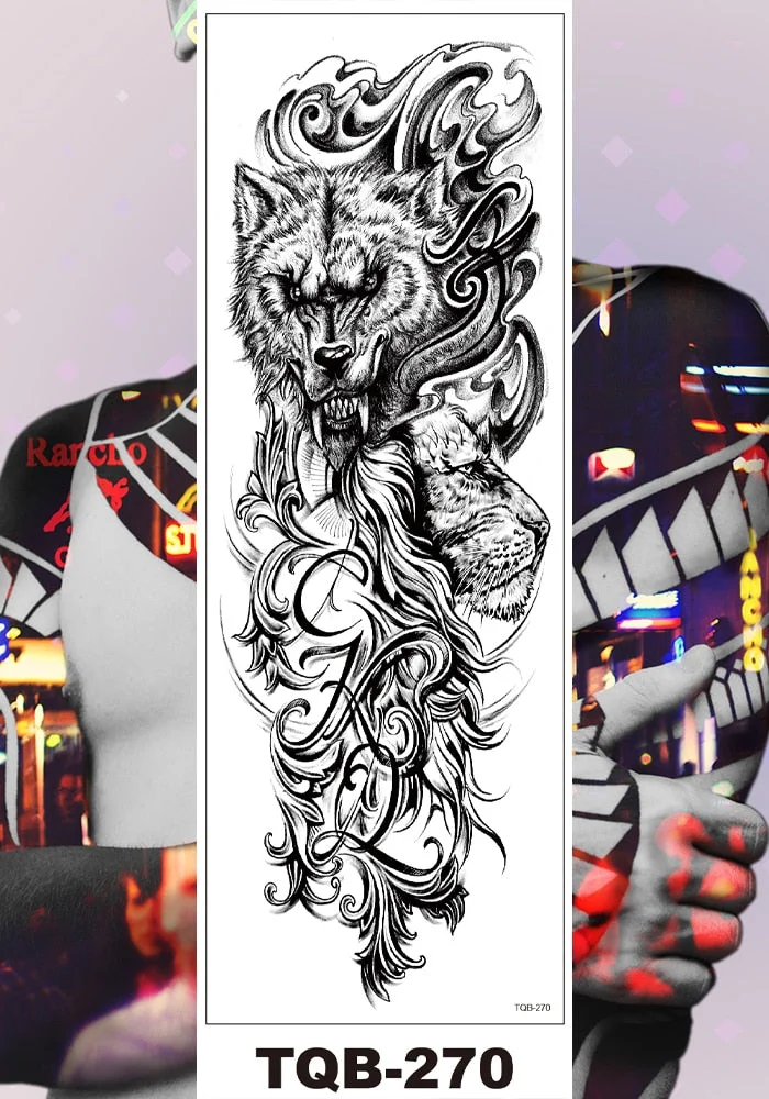 Full Flower Arm Temporary Tattoo Sticker Man Woman Girls Body Leg Fake Tatoo Sexy Tiger Wolf Beauty & Beast Body Art Hotwife DIY