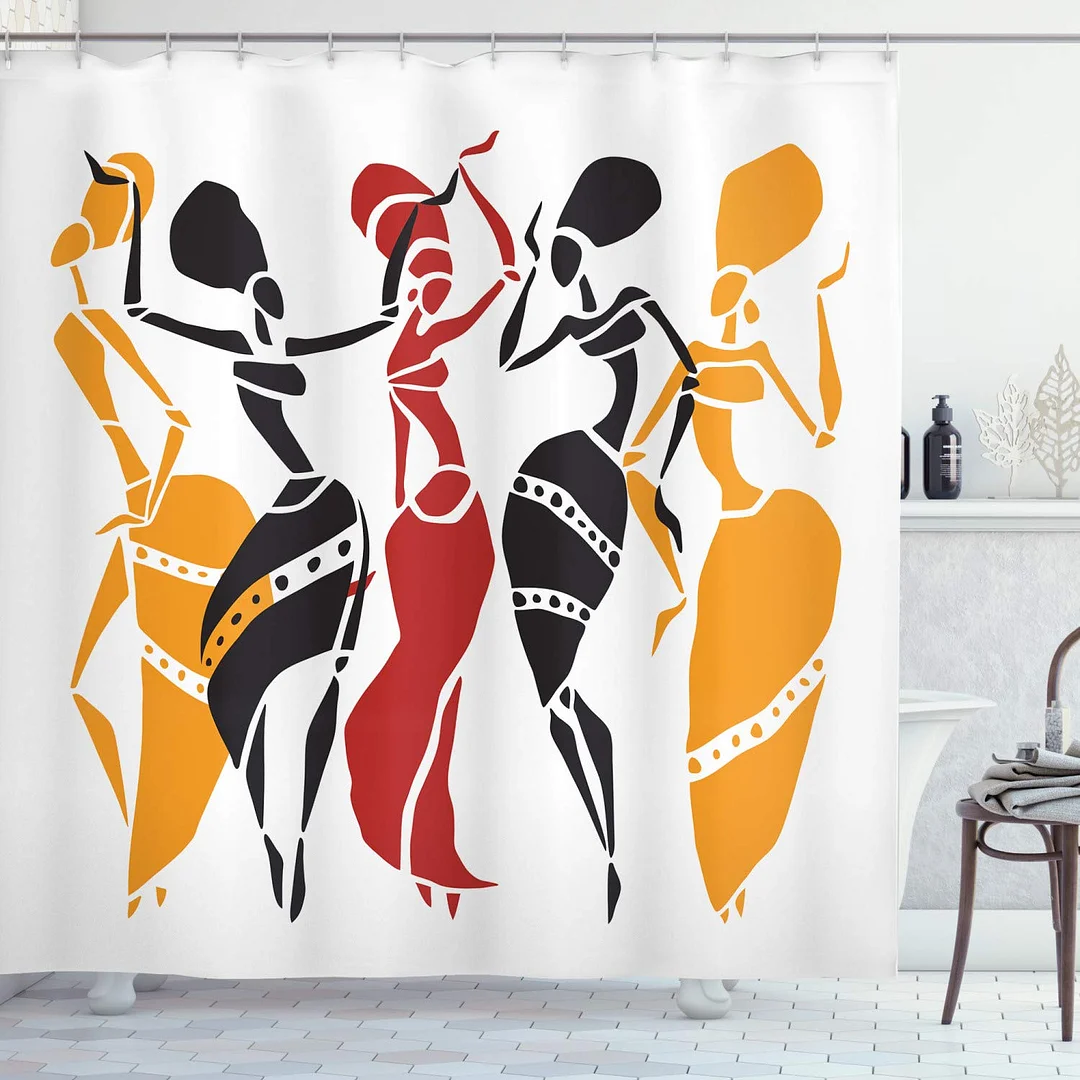 Africa Shower Curtain Safari Animal With Giraffe With Majestic Tree Sunrise Home Waterproof Fabric Bathroom Decor Set With Hooks