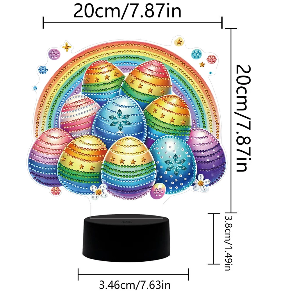DIY Acrylic Double Sided Rainbow Eggs Diamond Painting LED Night Light for Easter