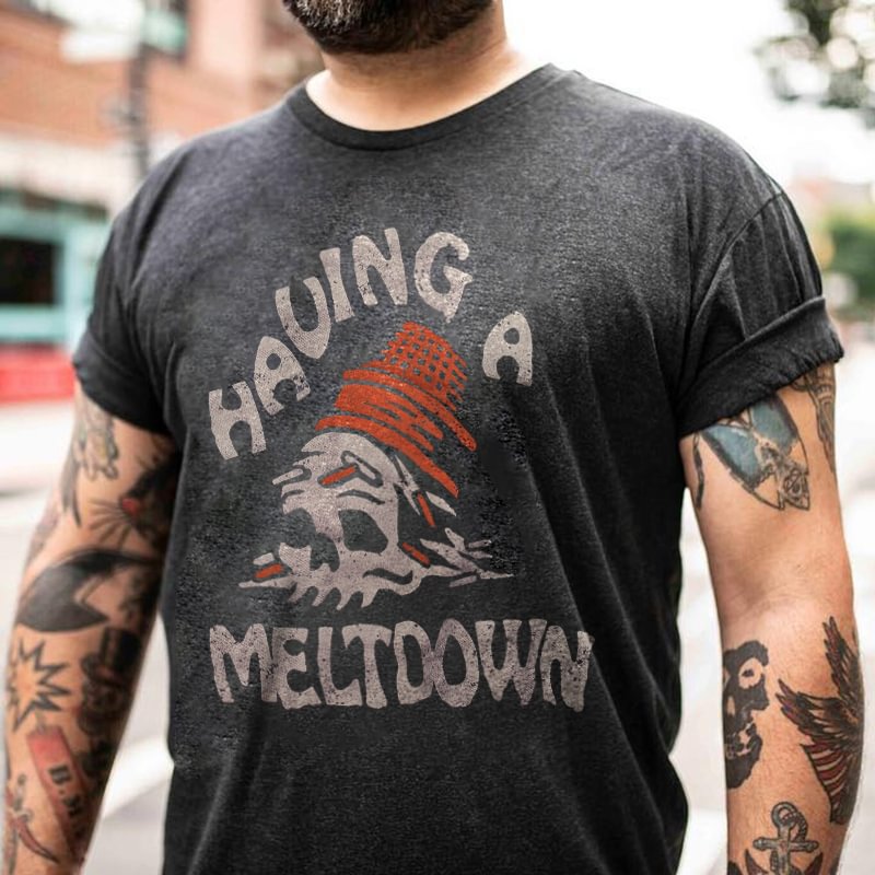 Having A Meltdown Printed Casual Men's T-shirt -  